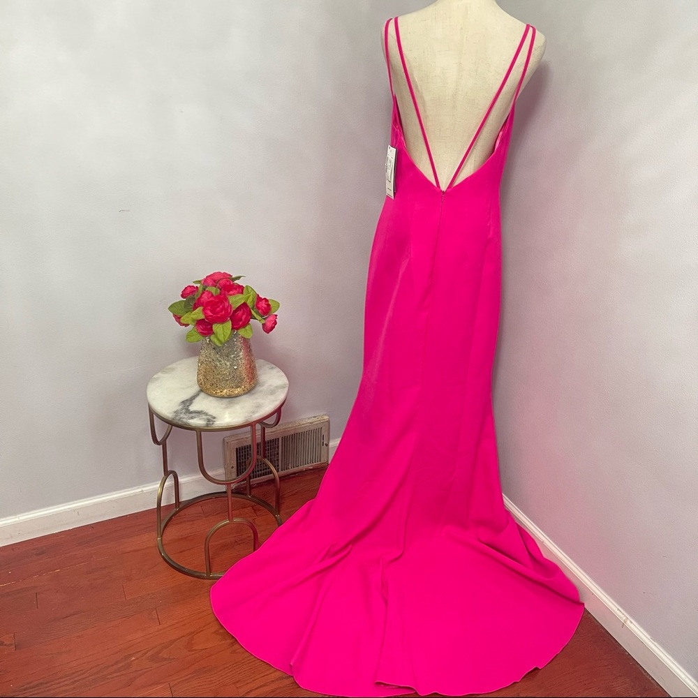 # Basix Black Label Fuchsia Side Hip Peplum Gown New With Tag - Picture 7 of 16